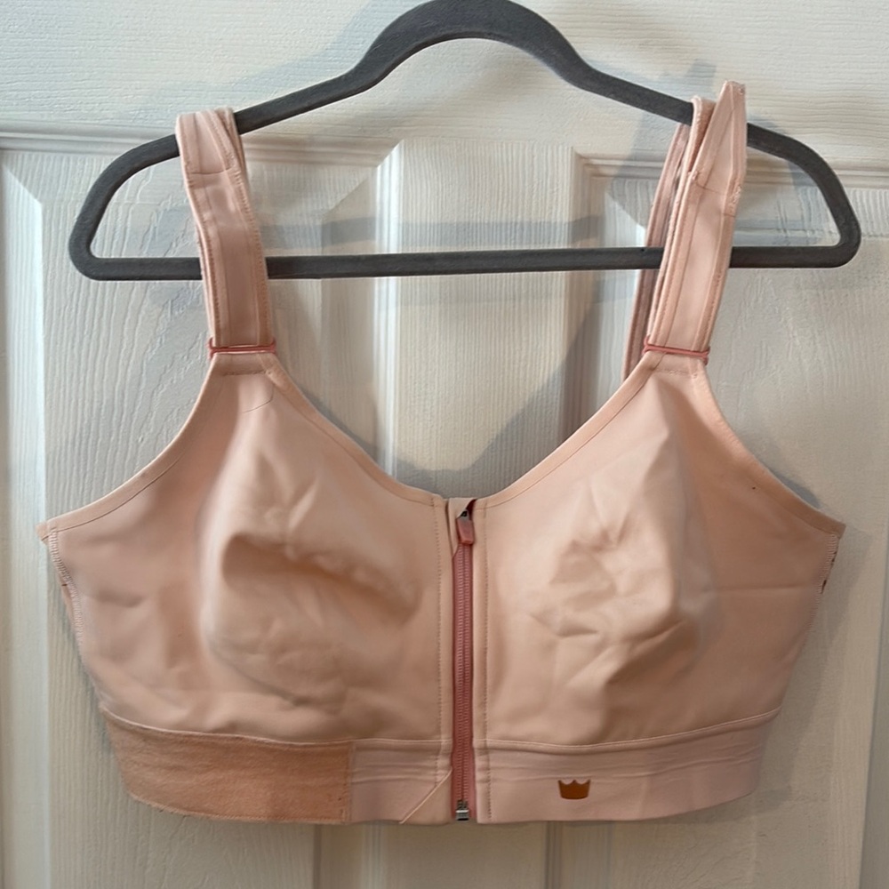 Shefit Women's Flex Blish Pink with rose gold detail Zip-Front Sports Bra 3 Lux